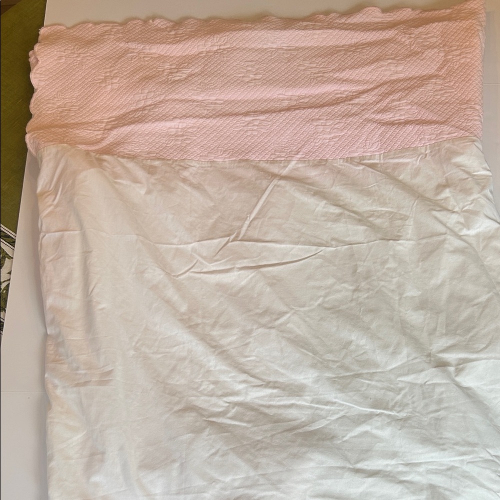 Pottery Barn Kids quilted pink bed skirt